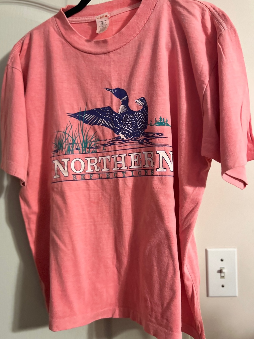 Northern Reflections Pink Graphic Short Sleeve Tee with Blue & Teal Print
